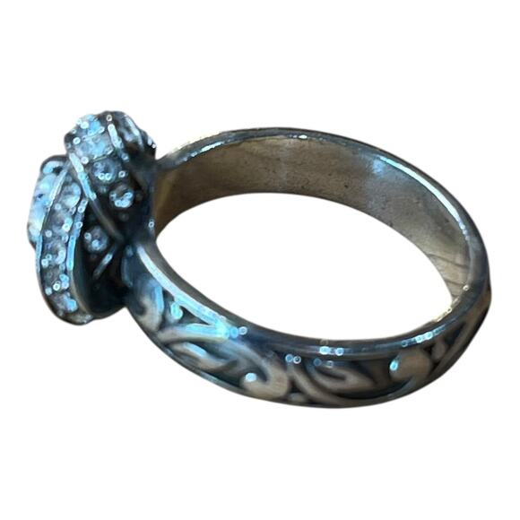 Brighton Silver-Tone Crystal Knot Statement Ring Size 5.75 Vintage Inspired - Picture 3 of 9